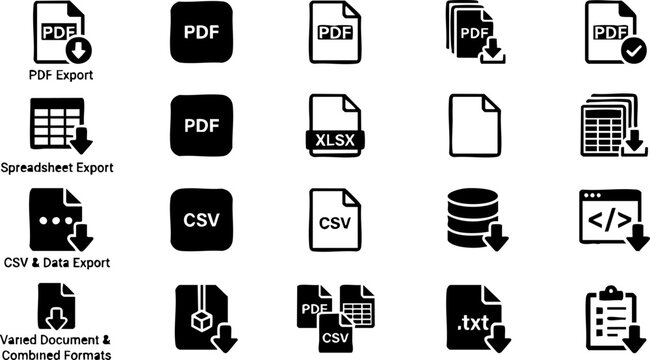 Document export and data download user interface icon set vector
