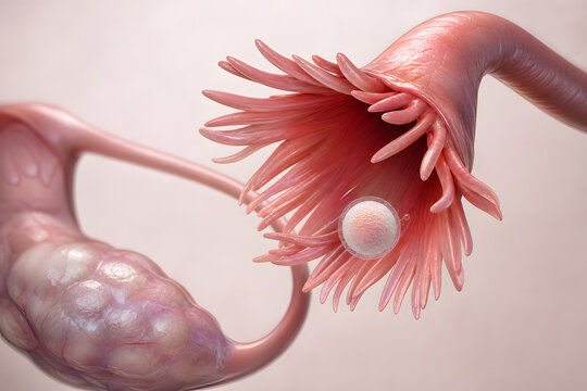 Fimbriae Sweeping Egg Into Fallopian Tube Illustration
