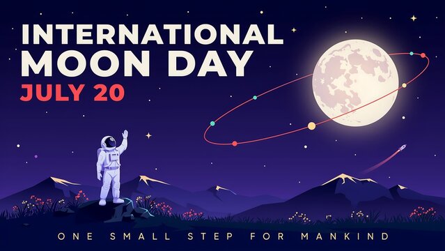 Astronaut celebrating on international moon day