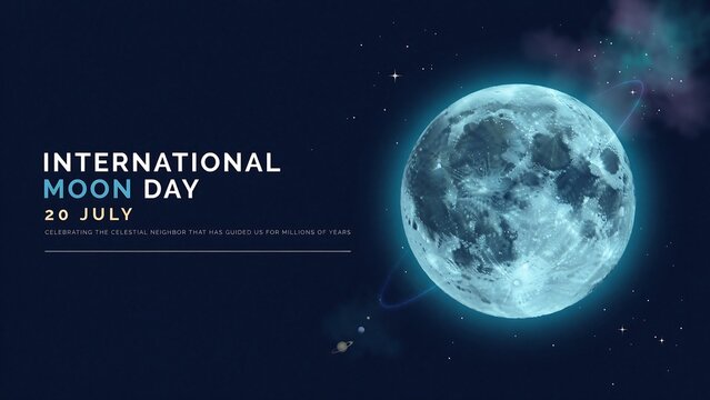 International moon day celebration banner with moon