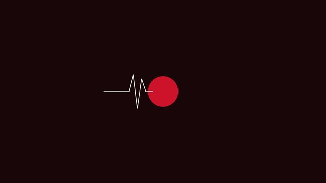 Minimalist heartbeat ekg line animation with red circle pulse 4k medical