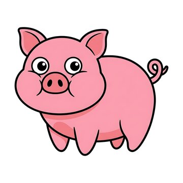 Cute pink cartoon pig with heart eyes.