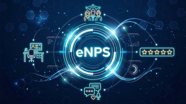 eNPs acronym, employee net promoter score definition. ENPS is an effective, easy to implement scoring system that helps companies track employee engagement vector ai new