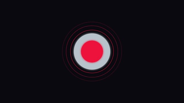 Minimalist red dot pulse animation with concentric rings motion 4k abstract background