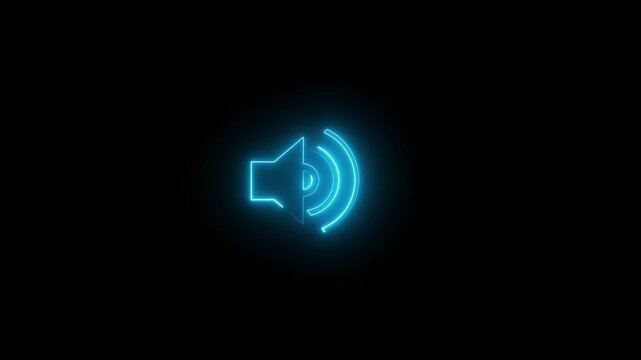 Speaker icon animation on black background, Animation of speaker volume, Microphone, sound Voice animated with speaker icon.