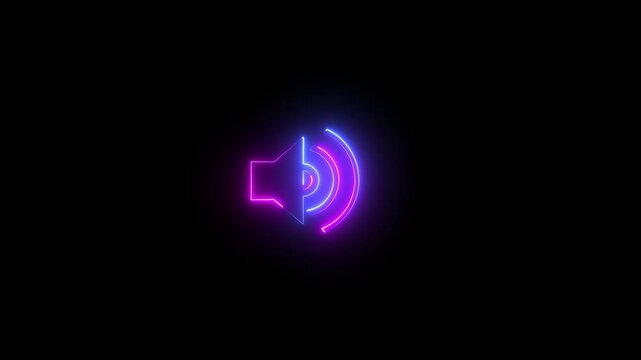Speaker icon animation on black background, Animation of speaker volume, Microphone, sound Voice animated with speaker icon.