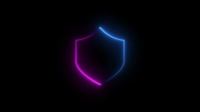 Futuristic cybersecurity shield animation with glowing digital lock and circuit connections, network encryption, and cyber defense technology video