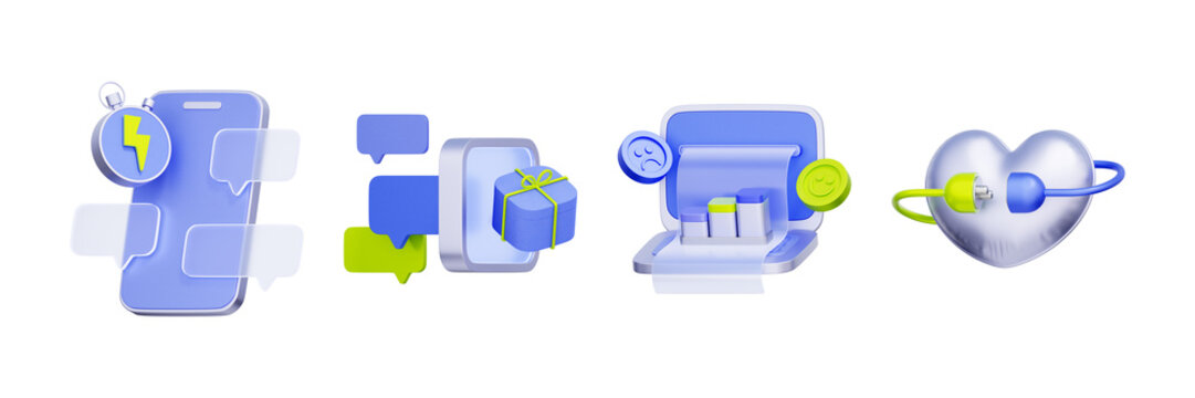 3D illustration of smartphone with stopwatch and gift box for fast response, customer reward, loyalty program, feedback analytics, and emotional connection