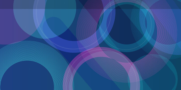 Abstract background featuring multiple overlapping circles with fine linear details in blue and purple color palette aesthetic.