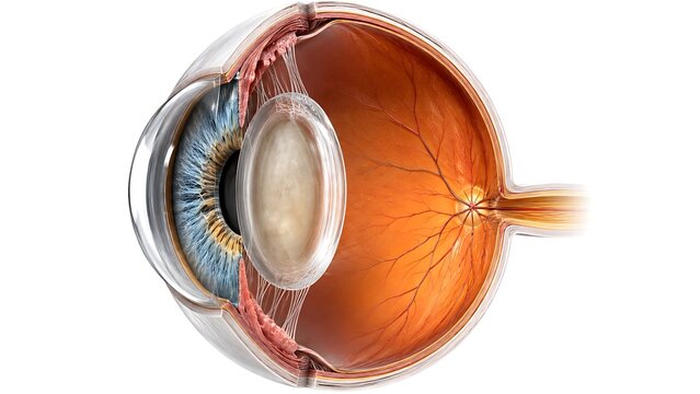 Early Cataract Formation with Mild Lens Opacification and Initial Crystalline Lens Clouding, Medical Illustration