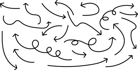 Obraz premium Chaotic arrows in random directions on a white background
