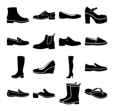 Collection of black shoes and boots