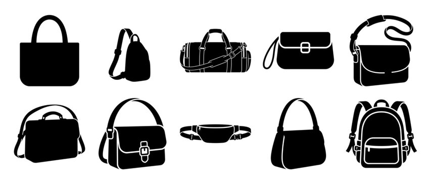 Black handbag and backpack silhouettes