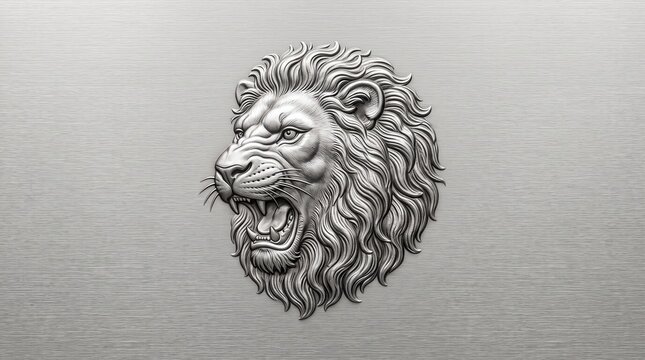 Metal Texture with Lion Head 3D Emboss