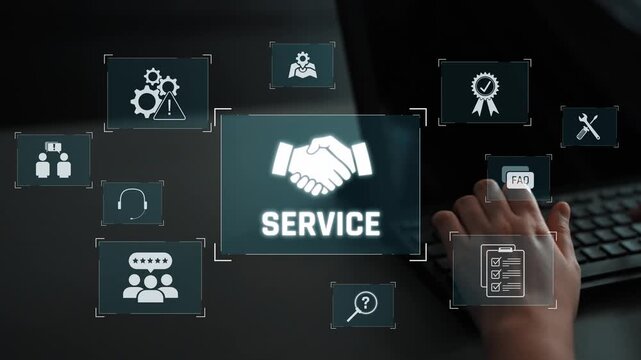 Customer service and support workflow with cooperation, communication, maintenance, and checklist icons for efficient service operation and user satisfaction Marrow