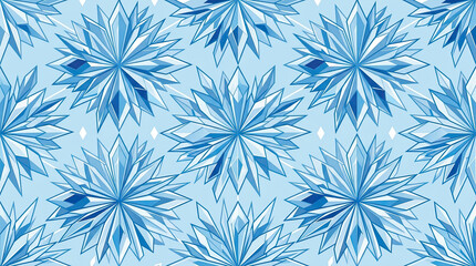 Fototapeta premium Seamless vector pattern featuring elegant crystal snowflake shapes arranged in a repeating geometric winter design