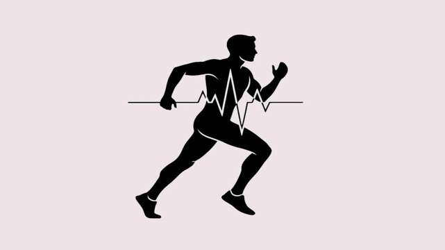 Athlete Sprinting in Motion Silhouette Minimalist Black and White Illustration