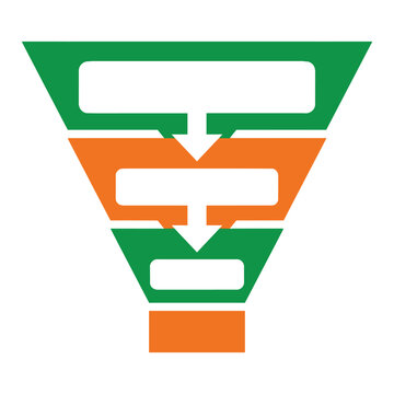 Sales funnel vector icon with three stages for business and marketing process