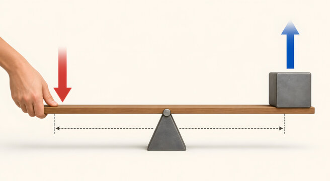 Lever and fulcrum demonstrating mechanical advantage concept