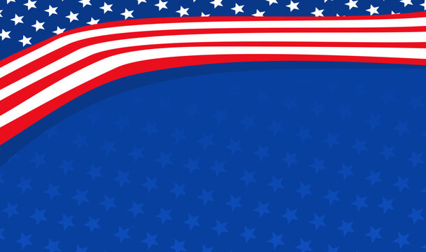 Abstract american flag pattern with waving stripes and white stars on a patriotic blue background. Suitable for independence day, memorial day, veterans day designs and patriotic themed projects.