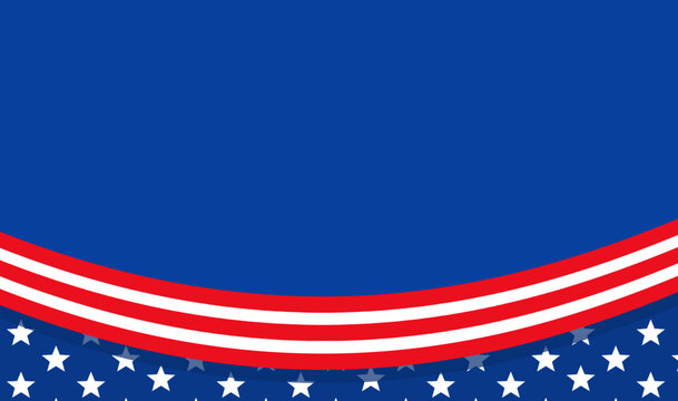 Blue background with red and white stripes, adorned with small white stars, a patriotic graphic design suitable for fourth of july.