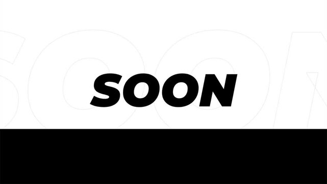 Teaser reveal animation with black and white split typography for launch countdowns and promotional event anticipation 4k video