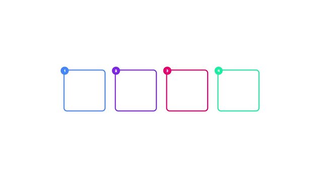 Animated 4 steps infographic box. Business presentation template 4K animation