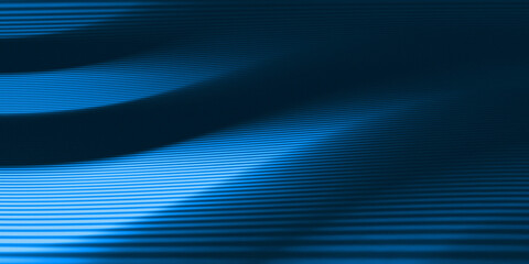 elegant abstract blue background with a dense horizontal line pattern forming organic waves and a smooth texture resembling satin, smooth metal, or a parametric surface © maskam