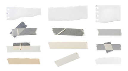 Fototapeta premium Aesthetic Minimal Paper Tear Elements with Tape, Modern Collage PNG Set