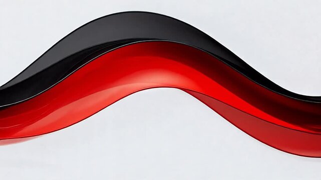Red and black flowing ribbon on white