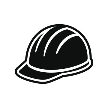 Black construction hard hat icon for safety and building work