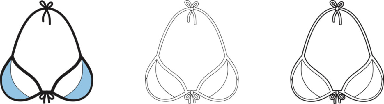 Cad drawing of halter neck bikini tops in various designs