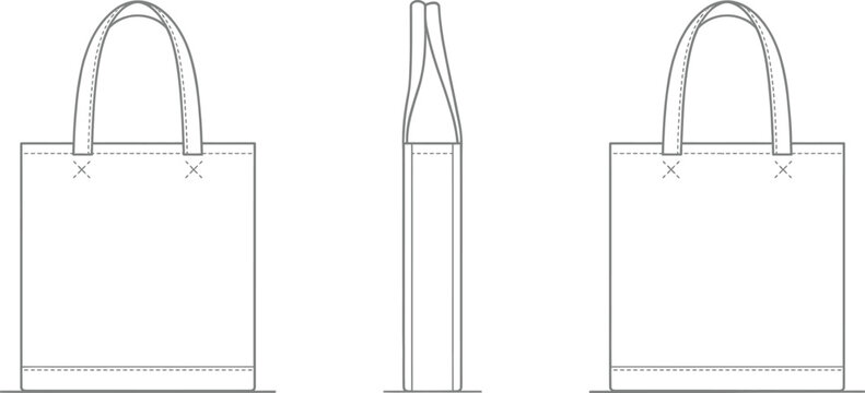 Cad drawing of a stylish tote bag design