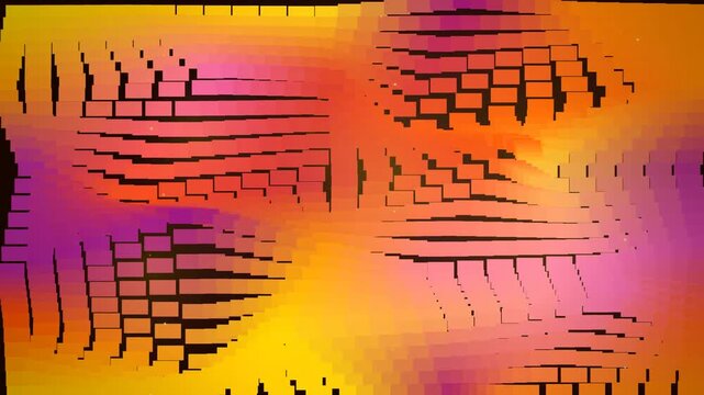Abstract Glitch Art Background with Vibrant Summer Sunset Colors