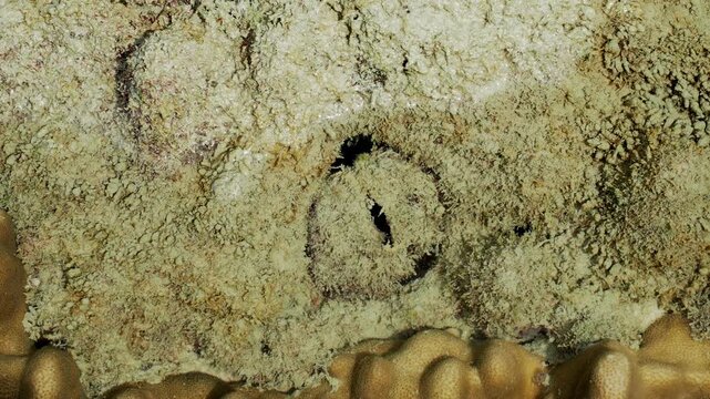 Hidden Reef Invertebrate Inside Coral Crevice