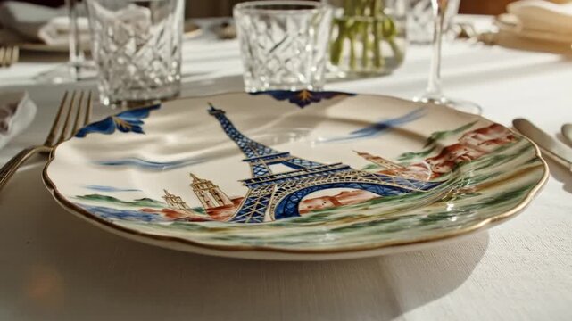 Decorative Eiffel Tower Plate for Elegant Dining Settings