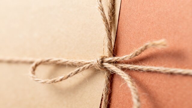 E-commerce product background with blank packaging set with twine advertisi