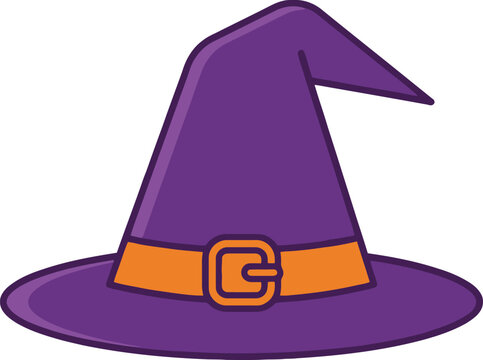 Purple Witch Hat Vector Icon for Halloween