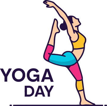 International Yoga Day Illustration with Woman in Pose