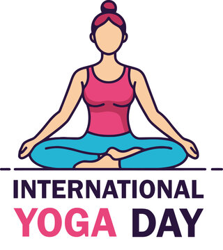 International Yoga Day Illustration with Woman in Lotus Pose