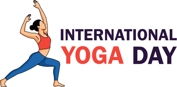 International Yoga Day Banner with Woman in Yoga Pose
