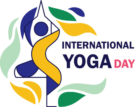International Yoga Day Vector Illustration with Abstract Nature Shapes