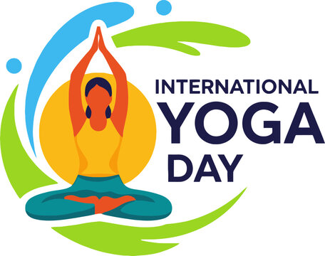 International Yoga Day Celebration Poster with Woman Meditating