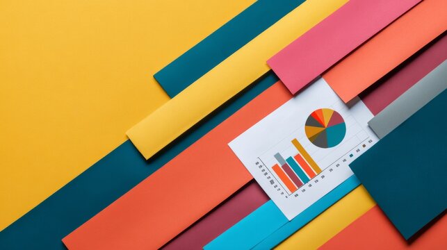 Colorful Abstract Background with Bar Graph and Pie Chart for Business Analysis and Presentation in Vibrant and Engaging Style