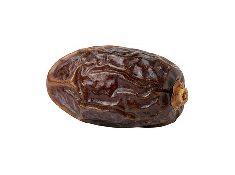Single fresh dried date fruit isolated