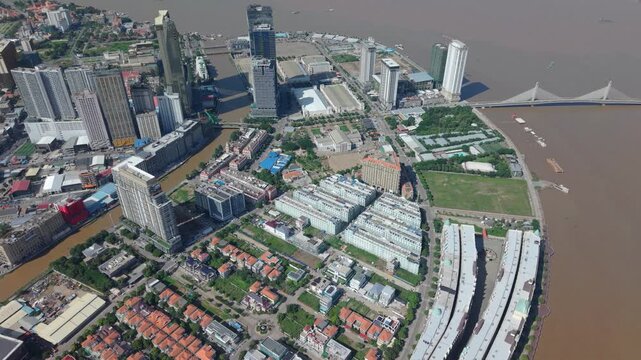 Koh Pich Drone Shot Phnom Penh City Cambodia 2