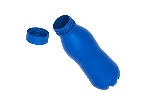 floating in the air blue water bottle