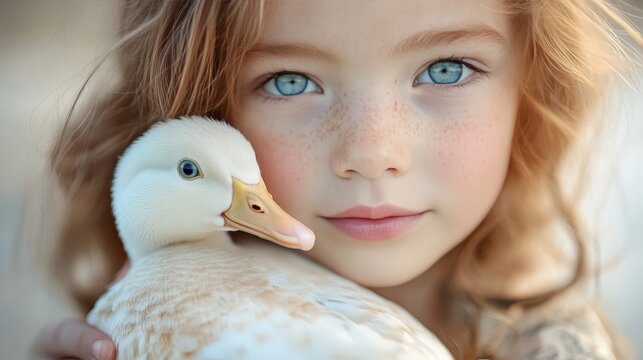 girl is holding a duck.