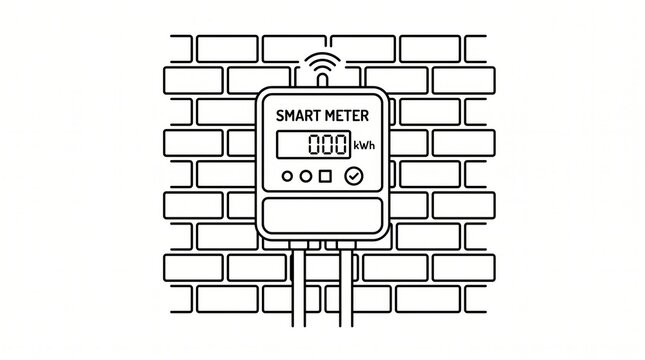 Renewable energy line art smart meter monitoring concept with electricity consumption renewable