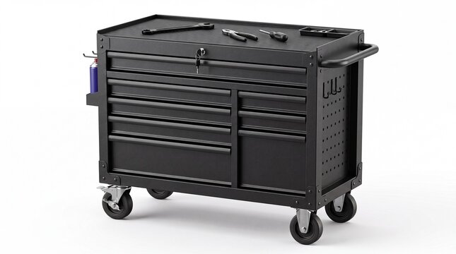Black metal rolling tool chest with drawers for garage